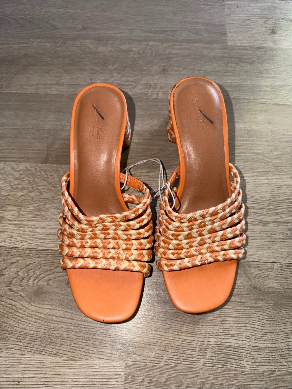 Universal Thread Orange Braided Slide Heels